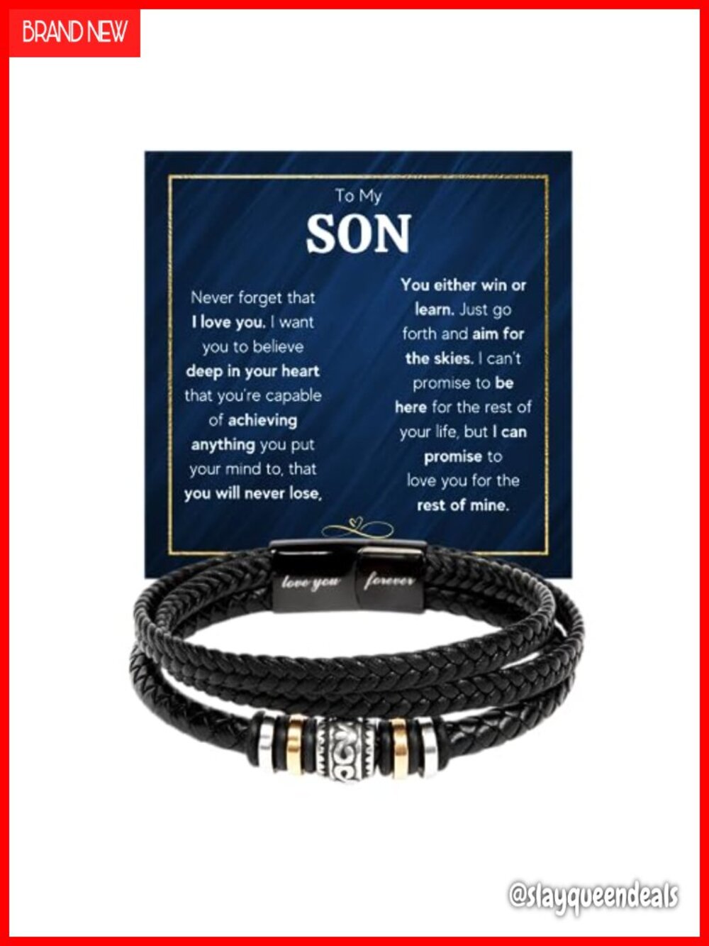 Cuban Cross Bracelet Gift for Son with Message Card & Box